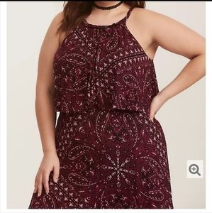Torrid BURGUNDY PAISLEY JERSEY MAXI DRESS